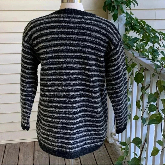 Jones NY Sport Wool & Mohair Blend Cardigan Sweater M Full Zip Hand Chunky Knit - Picture 2 of 7